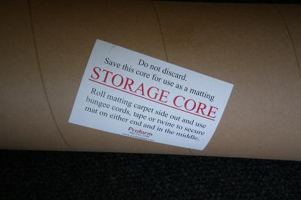 Fiber storage core for rolling and storing mats