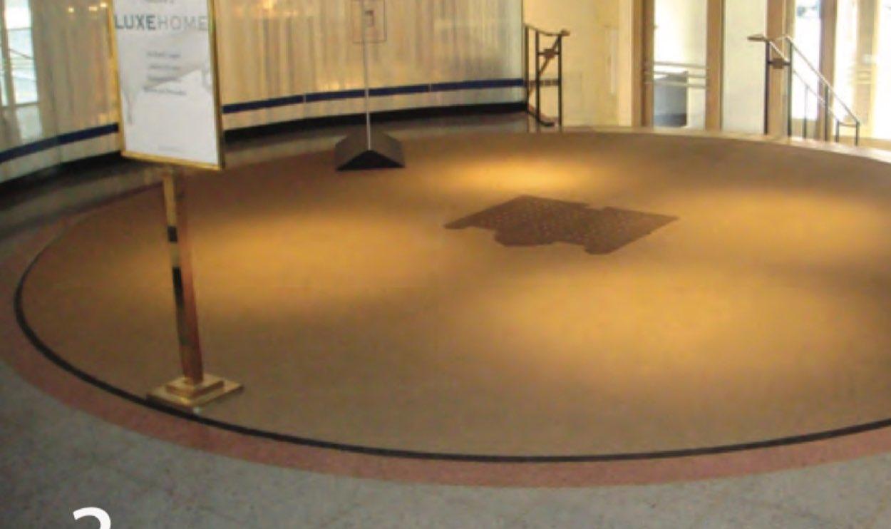Custom logo carpet in a stadium rotunda lobby