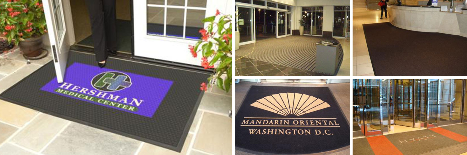 Proform exterior rain mats at a commercial building entrance