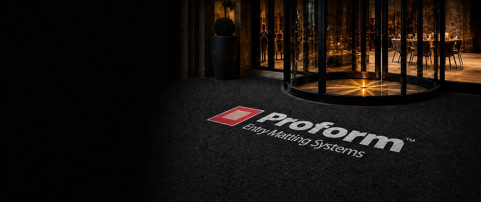 Proform branded entry mat at a luxury hotel entrance