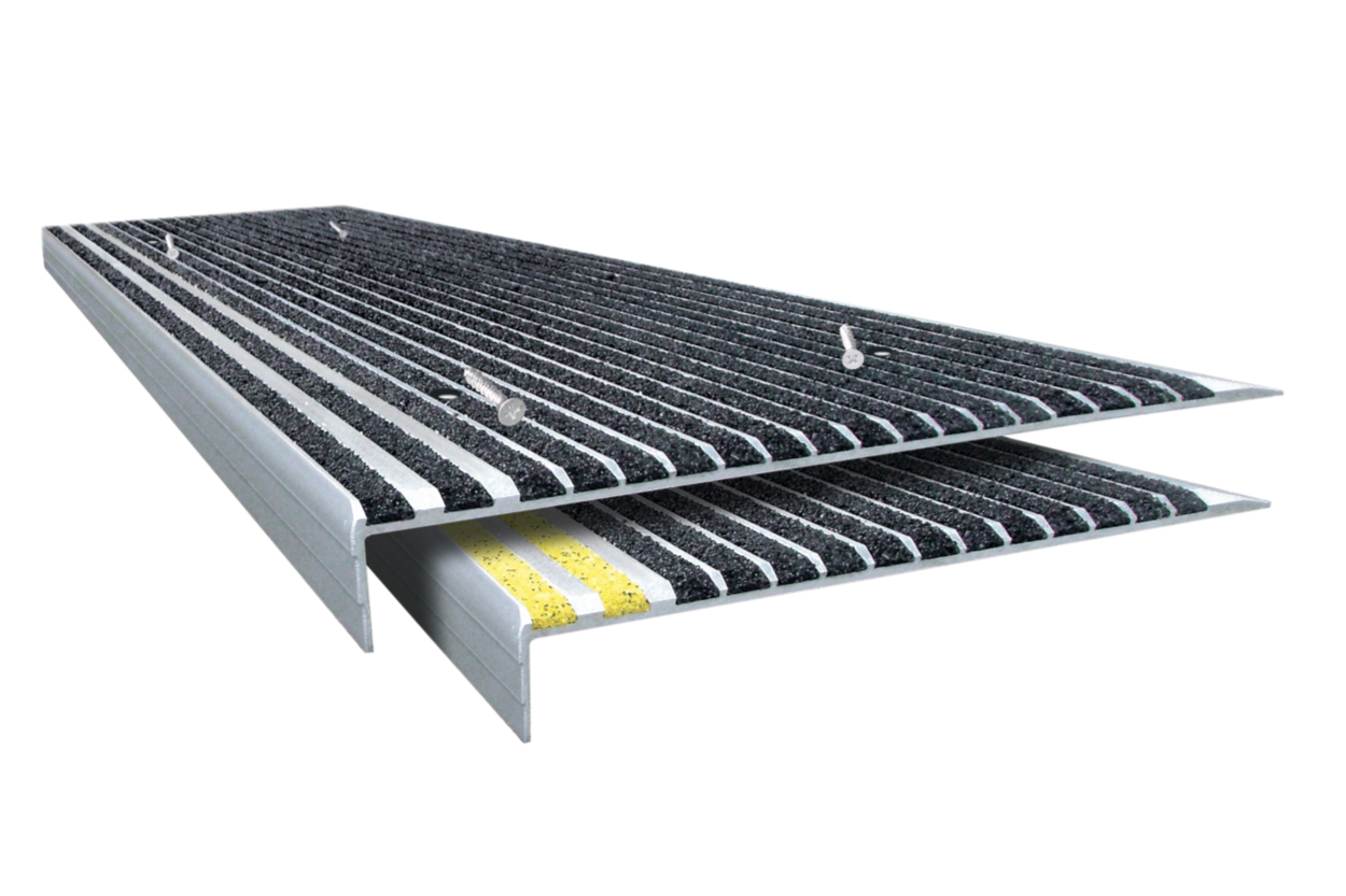 StairGrip retrofit aluminum safety treads on a staircase